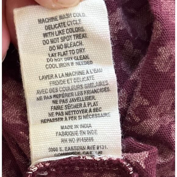 The Great Dress Sleep Size 2 (US M) Burgundy Floral Print V Neck Boho Relaxed - Picture 11 of 11